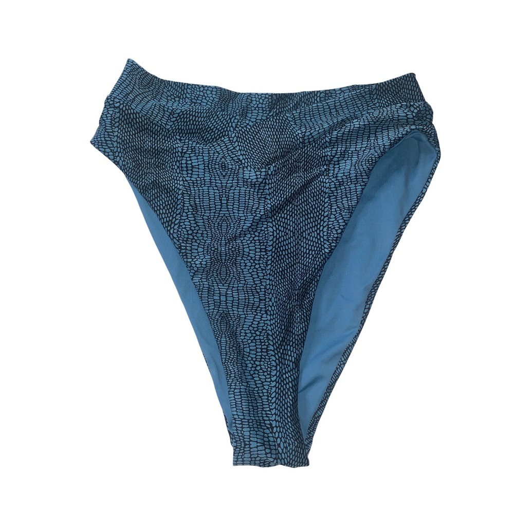 L SPACE High Waisted Bikini Bottoms Blue Black Snake Print‎ S P